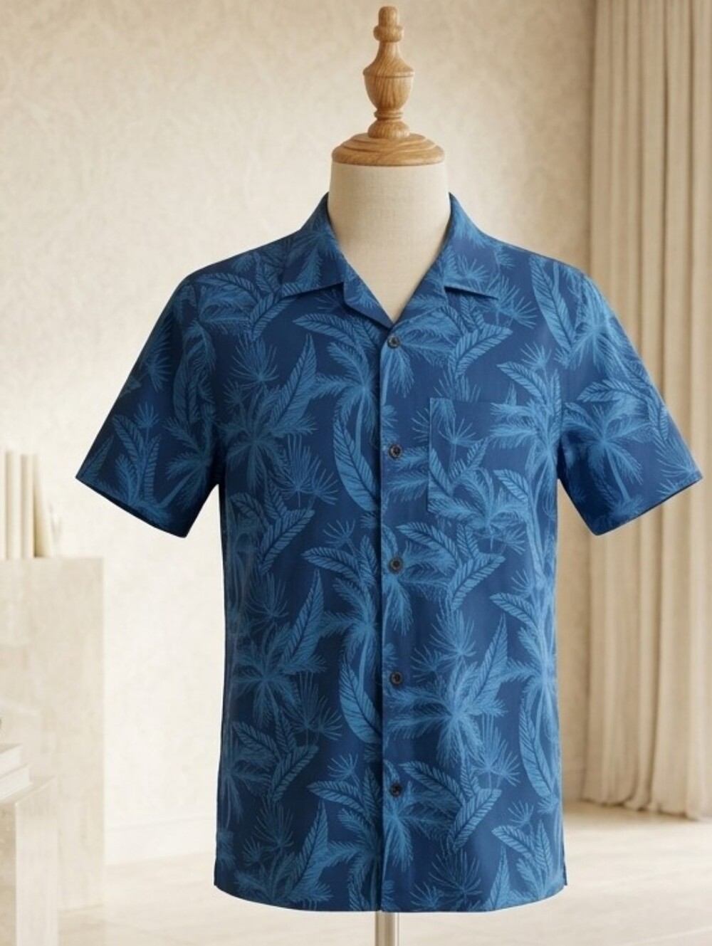 All in Motion Blue Hawaiian Button-Up Shirt Boys XL (14) NWT Vacation Ready